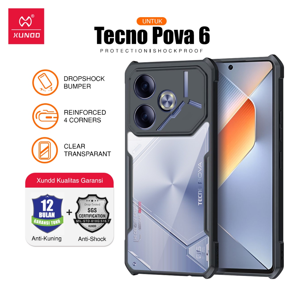 Jual XUNDD Case Untuk Tecno Pova 6 6.78 inch Case Shockproof Slim ...
