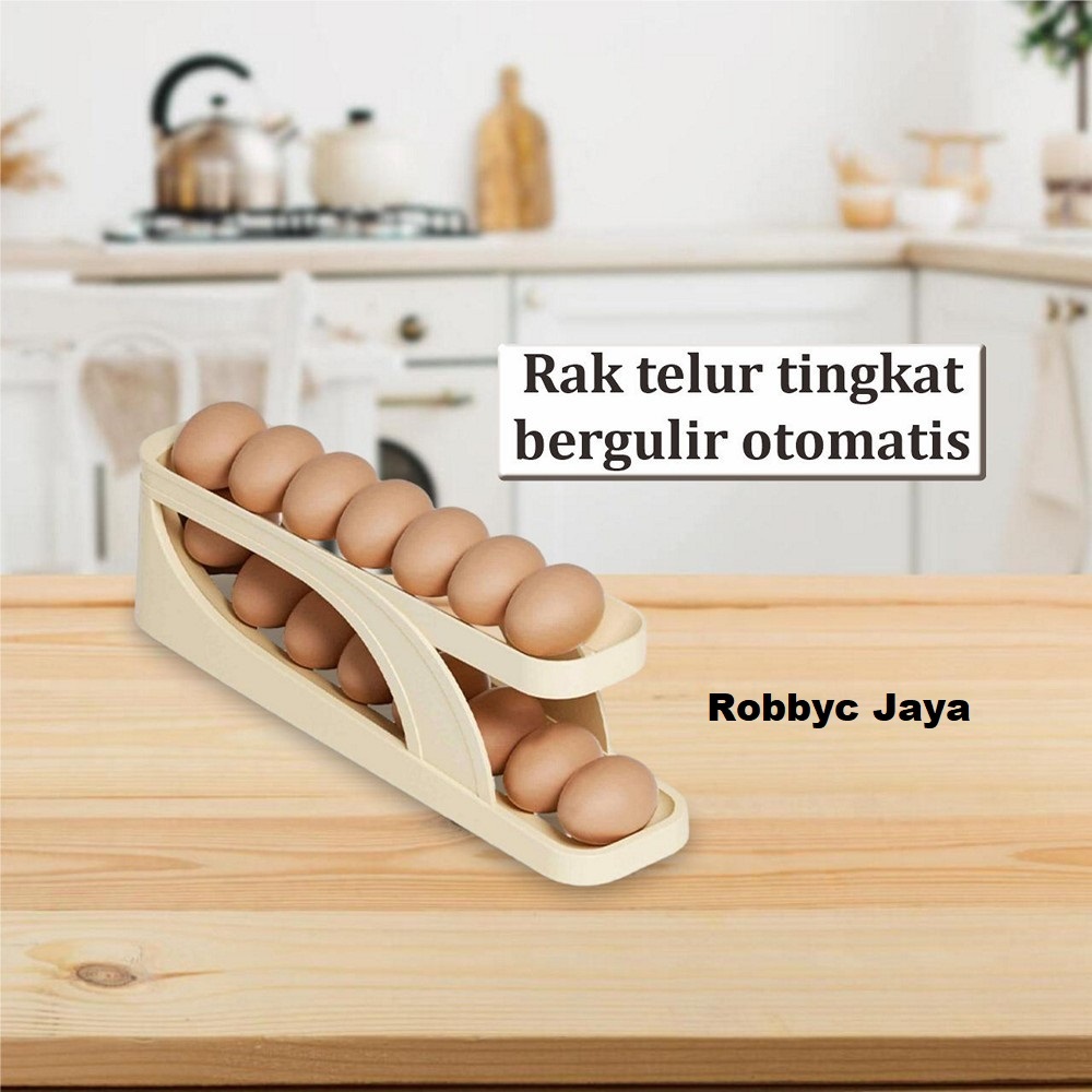 Jual Rak Telur Bergulir Otomatis 2 Tingkat / Wadah Tempat Penyimpanan ...