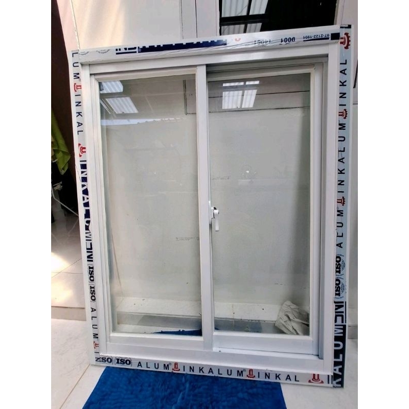 jendela +kusen L80xT100 sleding aluminium  3 inci  lengkap kunci