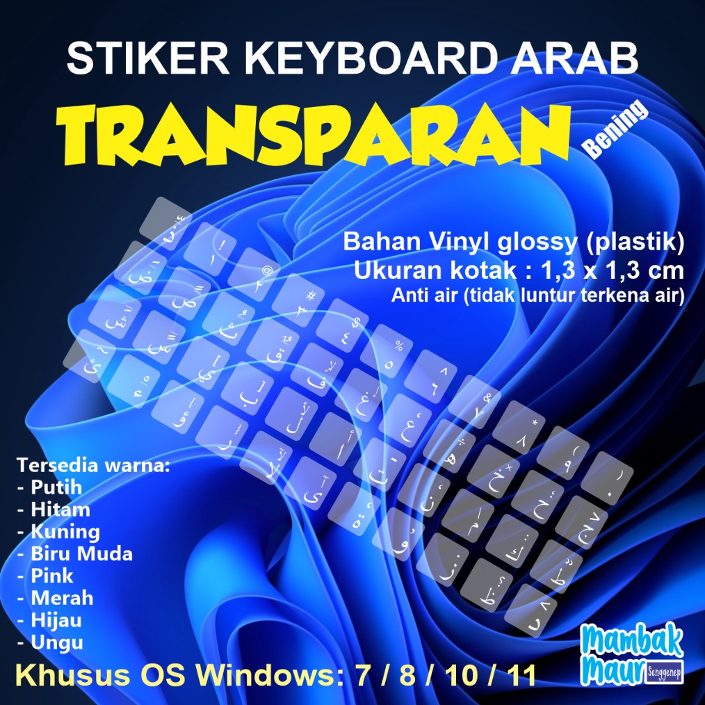 Jual Stiker Keyboard Arab Transparan Bening Untuk Laptop Dan Komputer