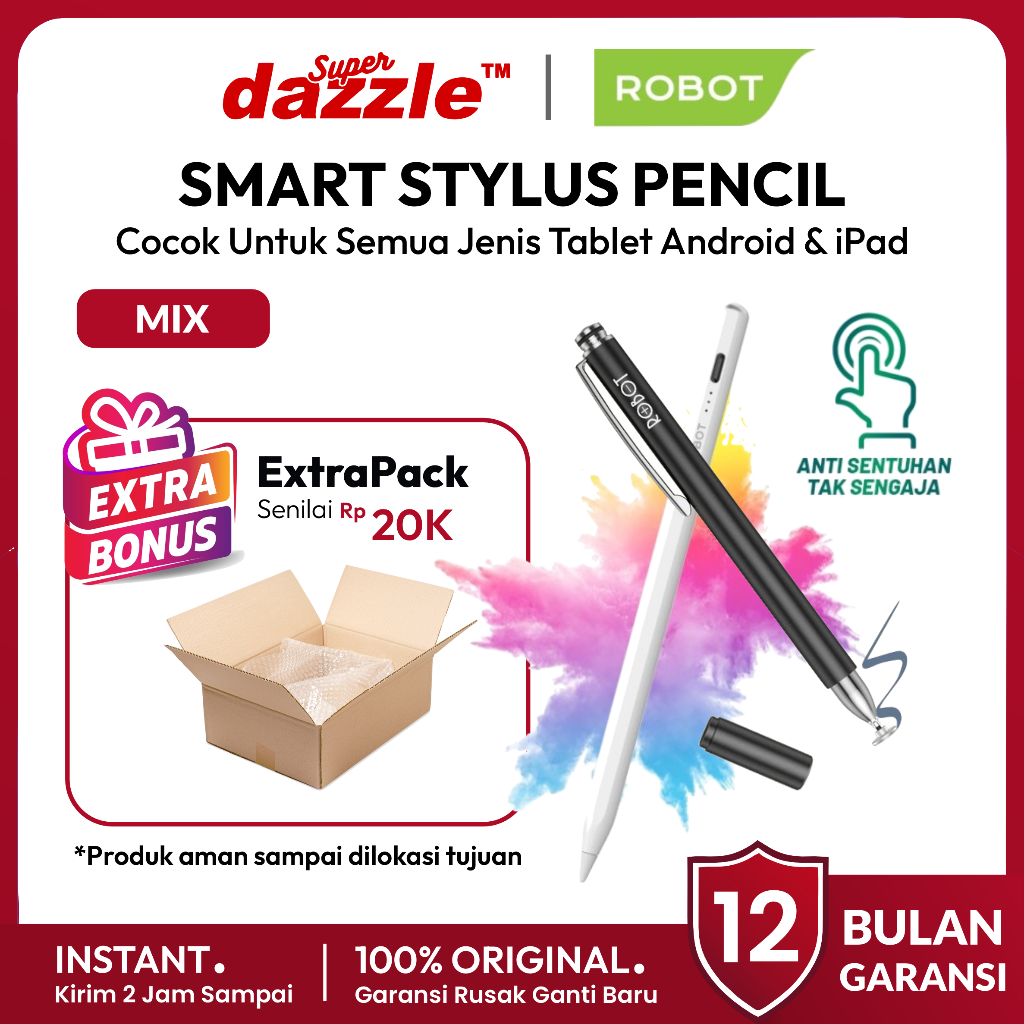 Jual ROBOT Stylus Pen Universal For iPad & Tablet Android Original 100% ...