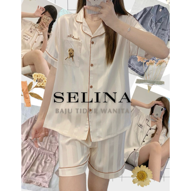 Jual selina piyama - pajamas // satin premium //baju tidur wanita ...