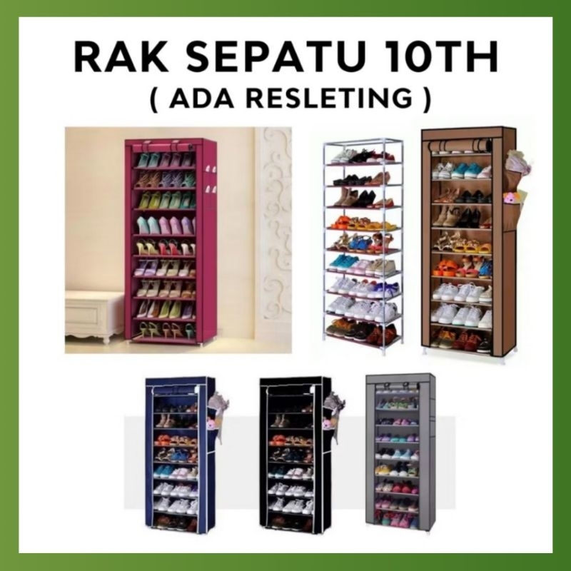 Jual RAK LEMARI SEPATU 10 TINGKAT 9 susun rakitan portable resleting ...