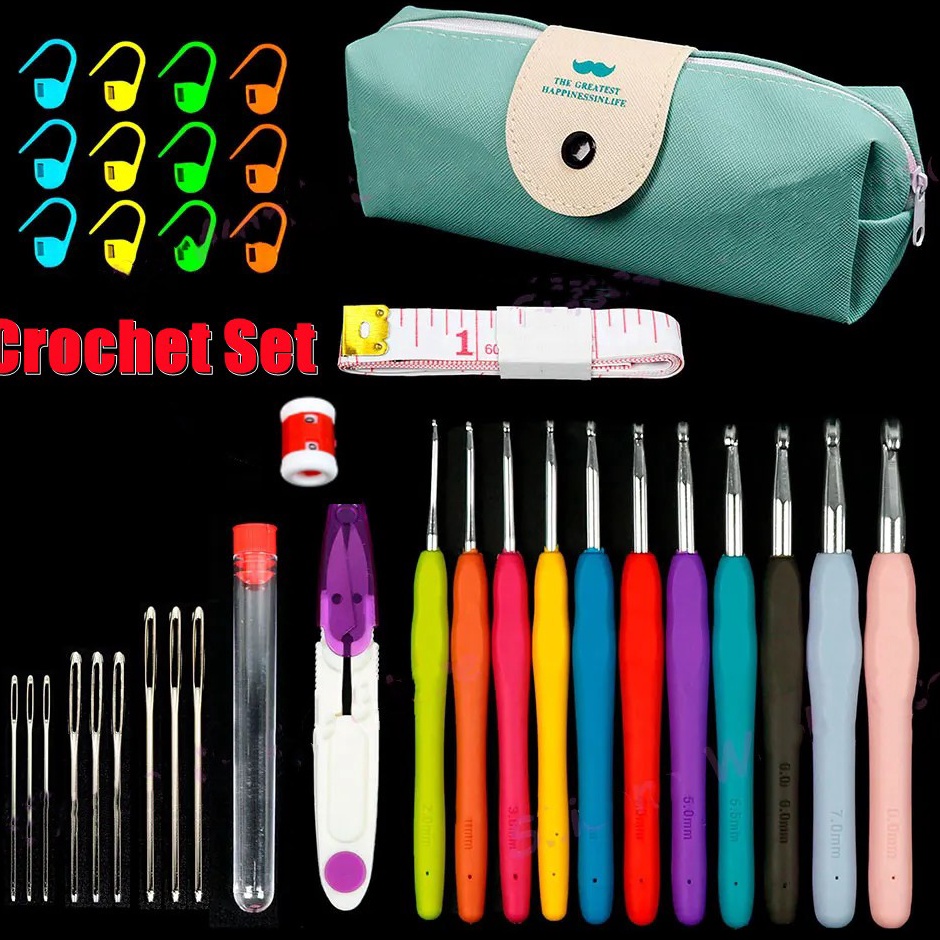 Jual Garansi Original Set Kait Crochet Set Menangani Jarum Rajut Kit ...