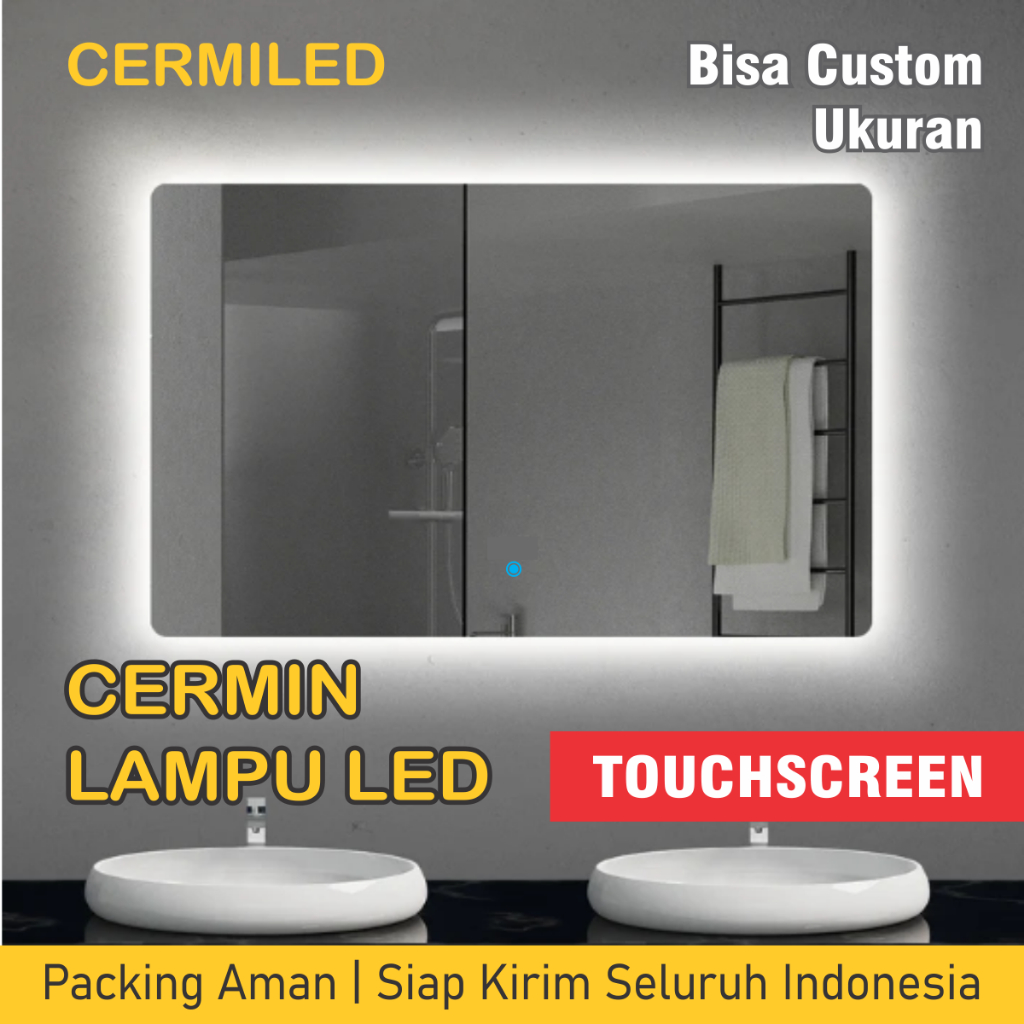 Jual Cermin Lampu LED Sensor Touchscreen Non Sandblast Lampu Belakang ...