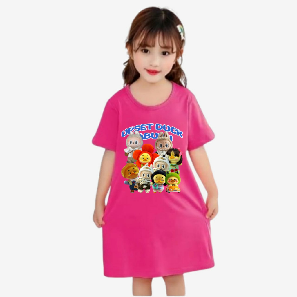 Jual daster anak perempuan karakter upset duck labubu family 3-10tahun ...