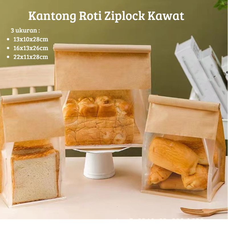 Jual Kantong Kertas Roti Tawar Kue Kering Serbaguna Ziplock Kawat l ...