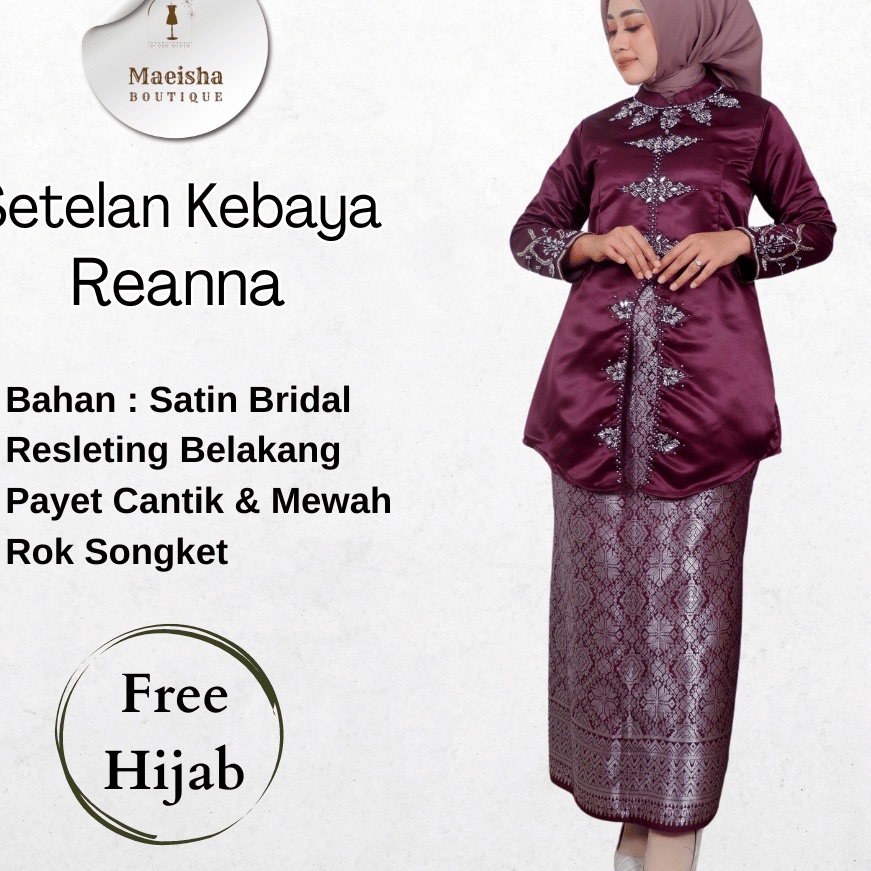 Jual HJ6 Set Kebaya Reanna Rok Songket Free Hijab Kebaya Modern Kebaya ...