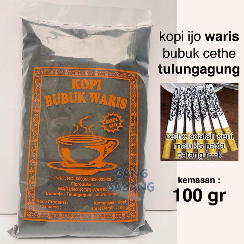 Jual kopi ijo bubuk waris tulungagung 100 gr - kopi cethe khas