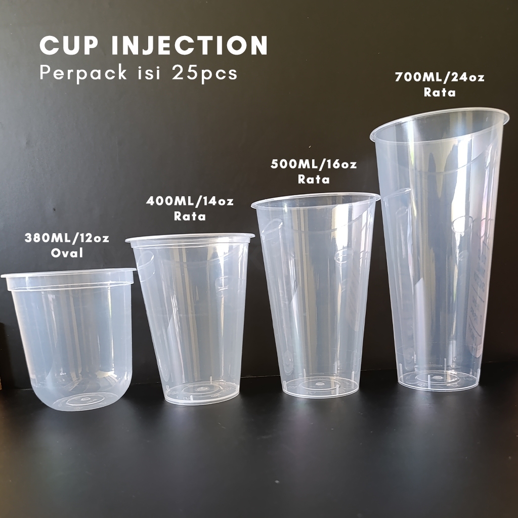 Jual [25pcs] Gelas Injection Cup 16oz 500ml Gelas Injection Datar Gelas ...