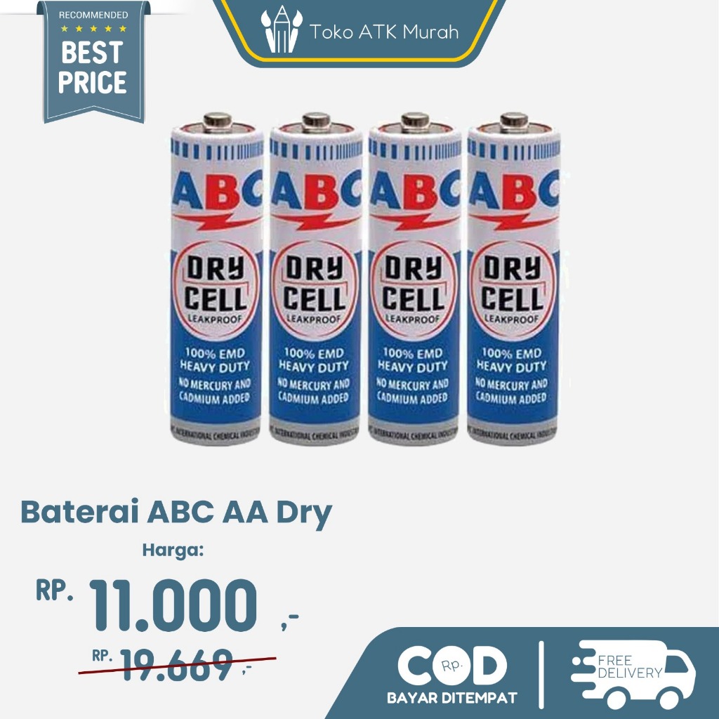 Jual Batu Baterai ABC Biru Dry Cell R06 AA ( Isi 4 Buah ) | Shopee ...