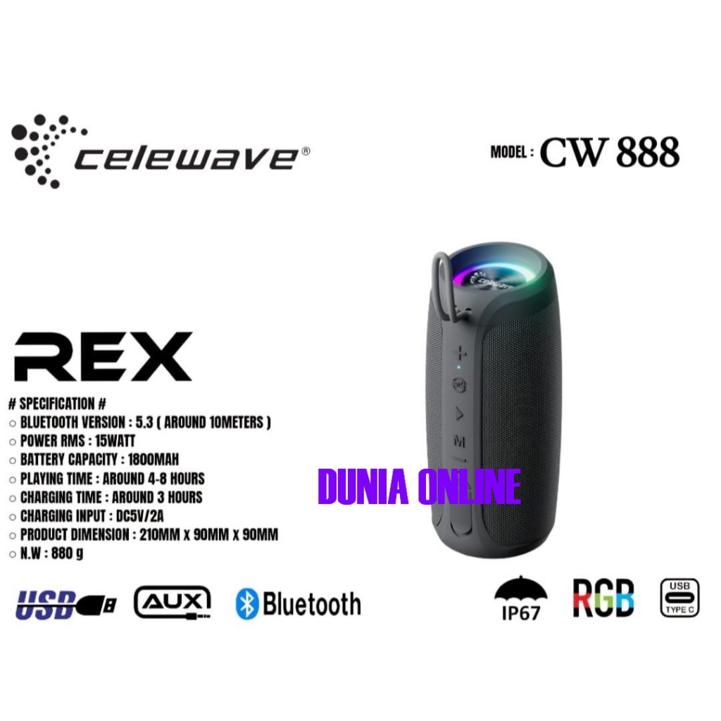 Jual SPEAKER PORTABLE CELEWAVE CW888 REX / CW-888REX / CELEWAVE ...