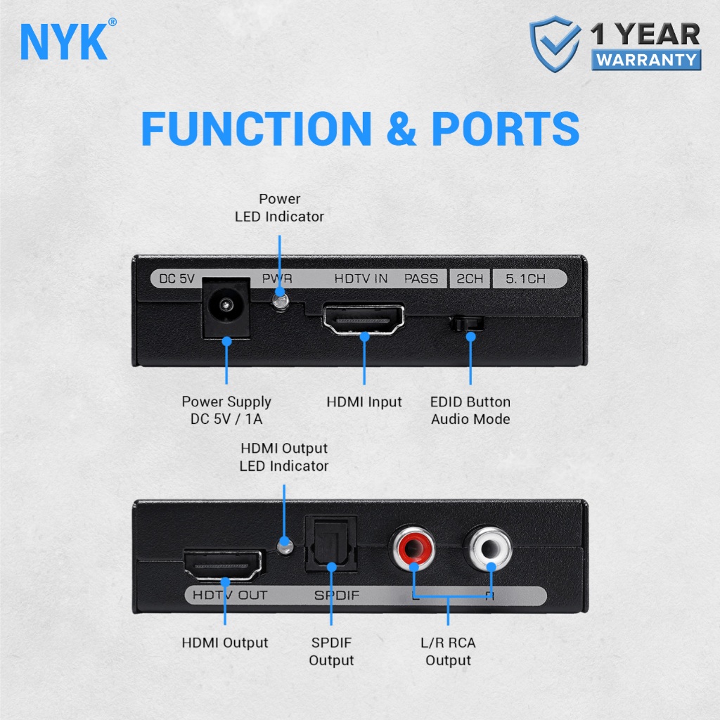 NYK Converter BOX HDMI to HDMI Audio extractor Digital Analog COD (9)