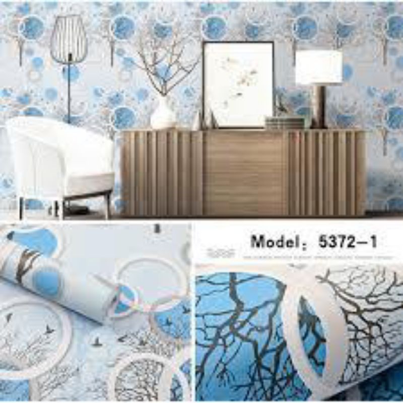 Jual Wall Sticker Dinding Motif Polkadot Biru / Wallpaper Murah ...