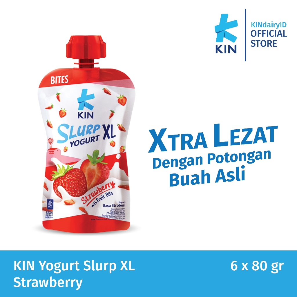 Jual KIN Yogurt Slurp XL Strawberry 6x80gr | Shopee Indonesia