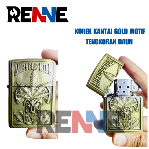 Jual RENNE Korek api minyak batu sumbu motif Daun Miracle | Shopee ...