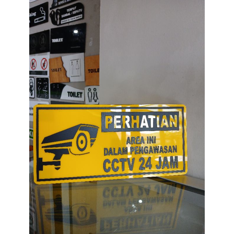 Jual Sign PERHATIAN AREA INI DALAM PENGAWASAN CCTV 24 JAM SIGN LABEL ...