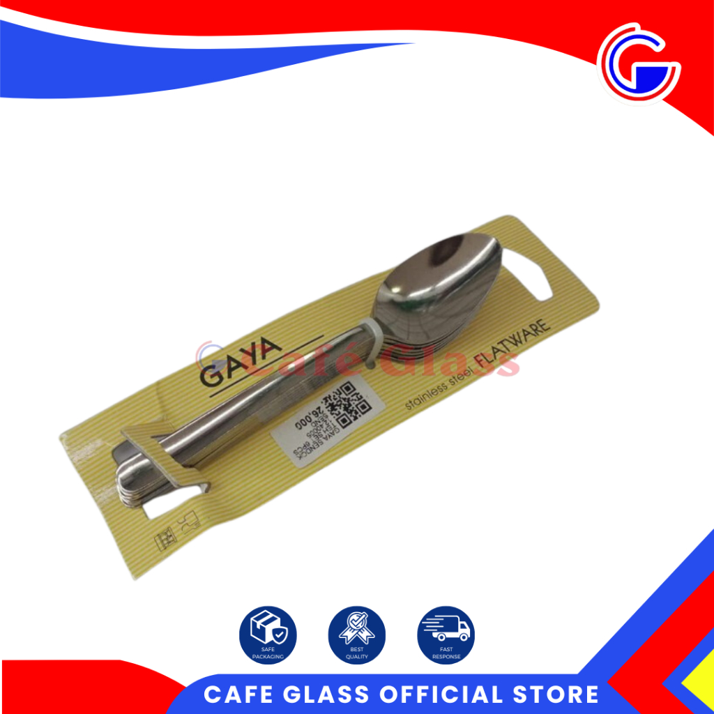Gaya Sendok Teh Stainless Steel Set 6Pcs - Sendok Kecil Kopi Kue Dessert Silver Mengkilap -Tea Spoon Hotel Cutlery