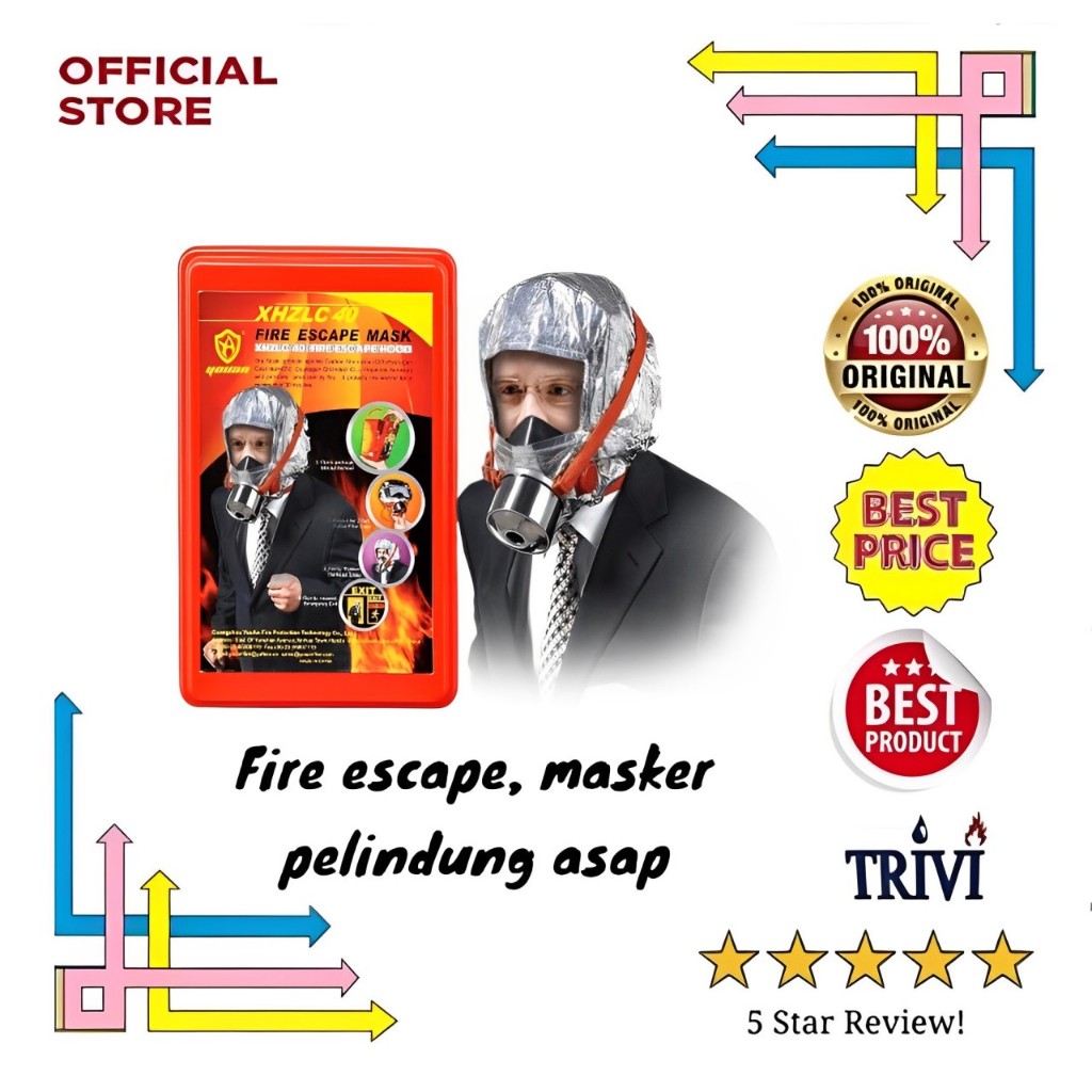 Jual Masker Pelindung Asap Keamanan Darurat Fire Escape XHZLC40 dengan ...