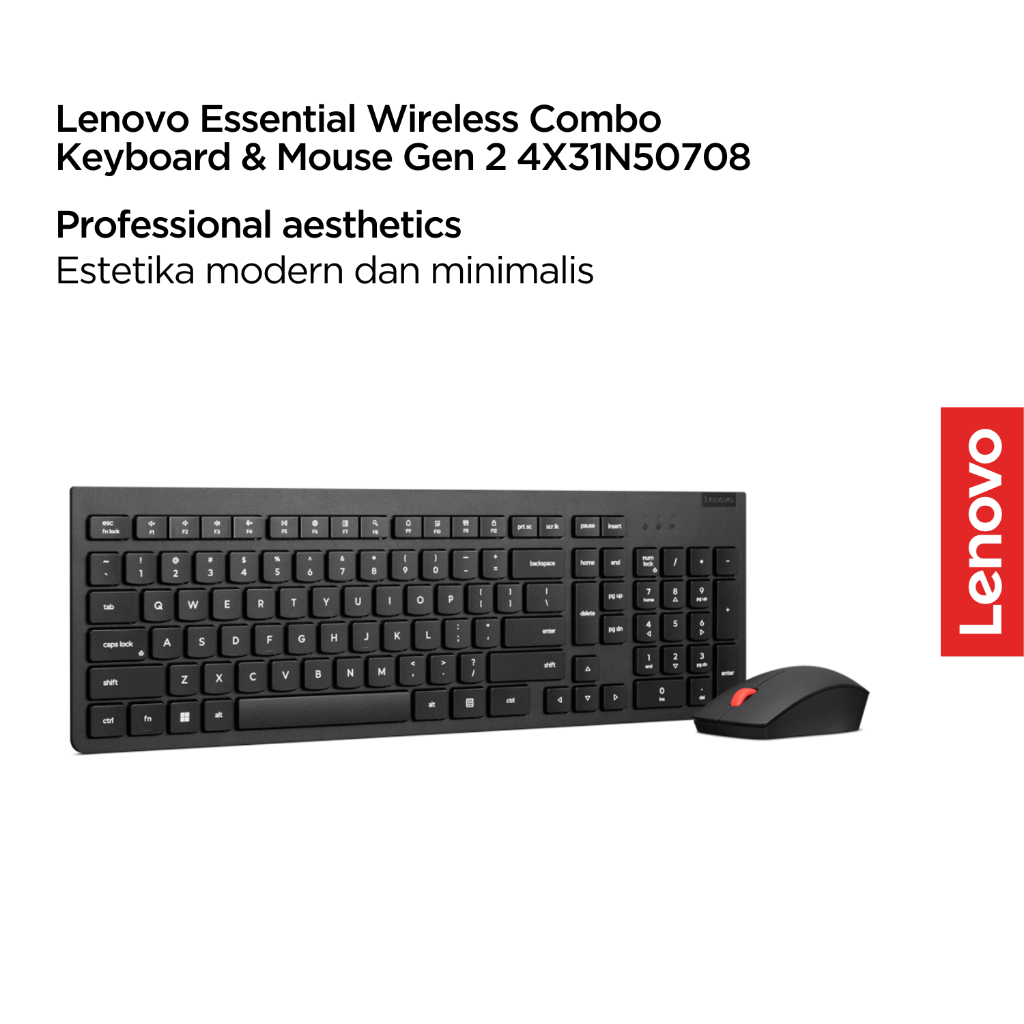 Lenovo Essential Wireless Combo Gen2 AI Mit Copilot-Taste, Schwarz, USB - View #2