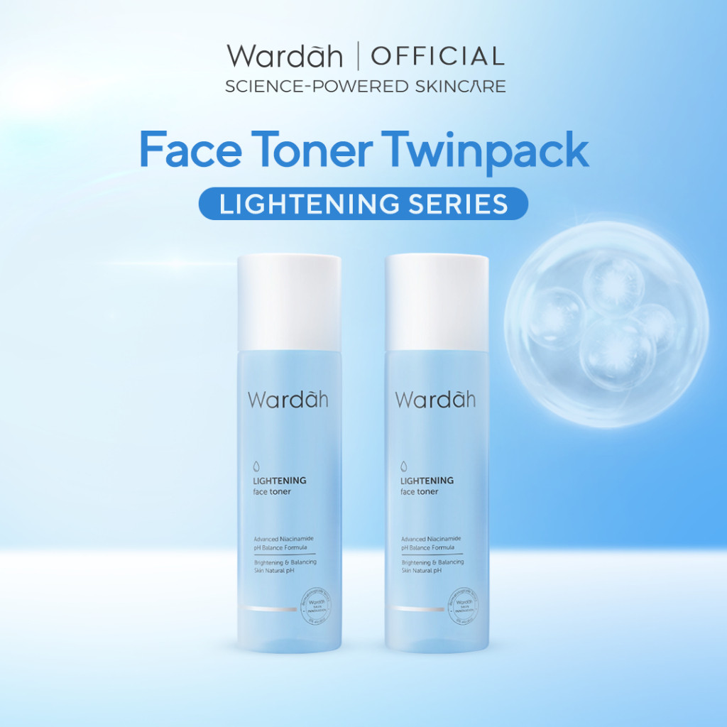Wardah Lightening Face Toner 125 ml Twinpack - Hydrating Toner dengan Formula pH Balance - Dilengkapi Advanced Niacinamide - Glowing dan Melembabkan - Semua Jenis Kulit