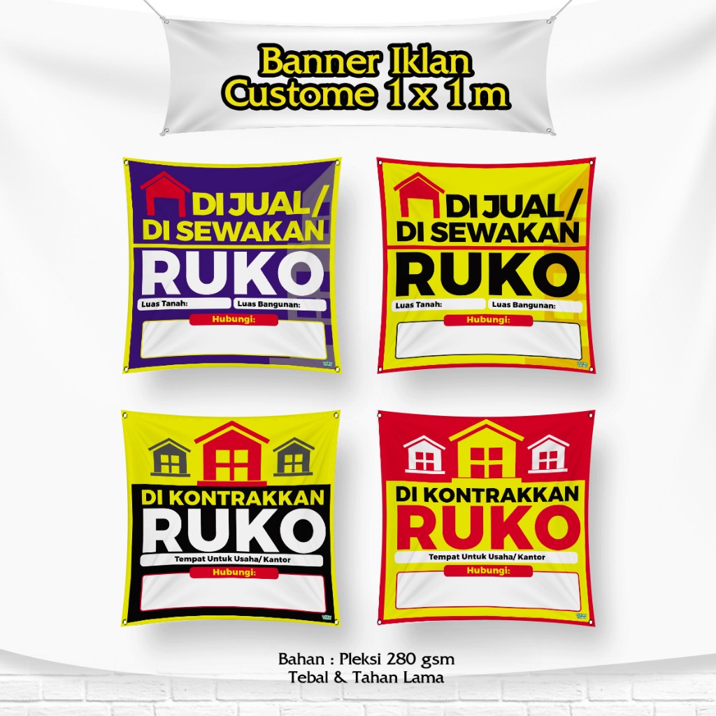Jual CUSTOM BANNER IKLAN 1 X 1 M | Di Jual/ DI Sewakan RUKO | Bahan ...