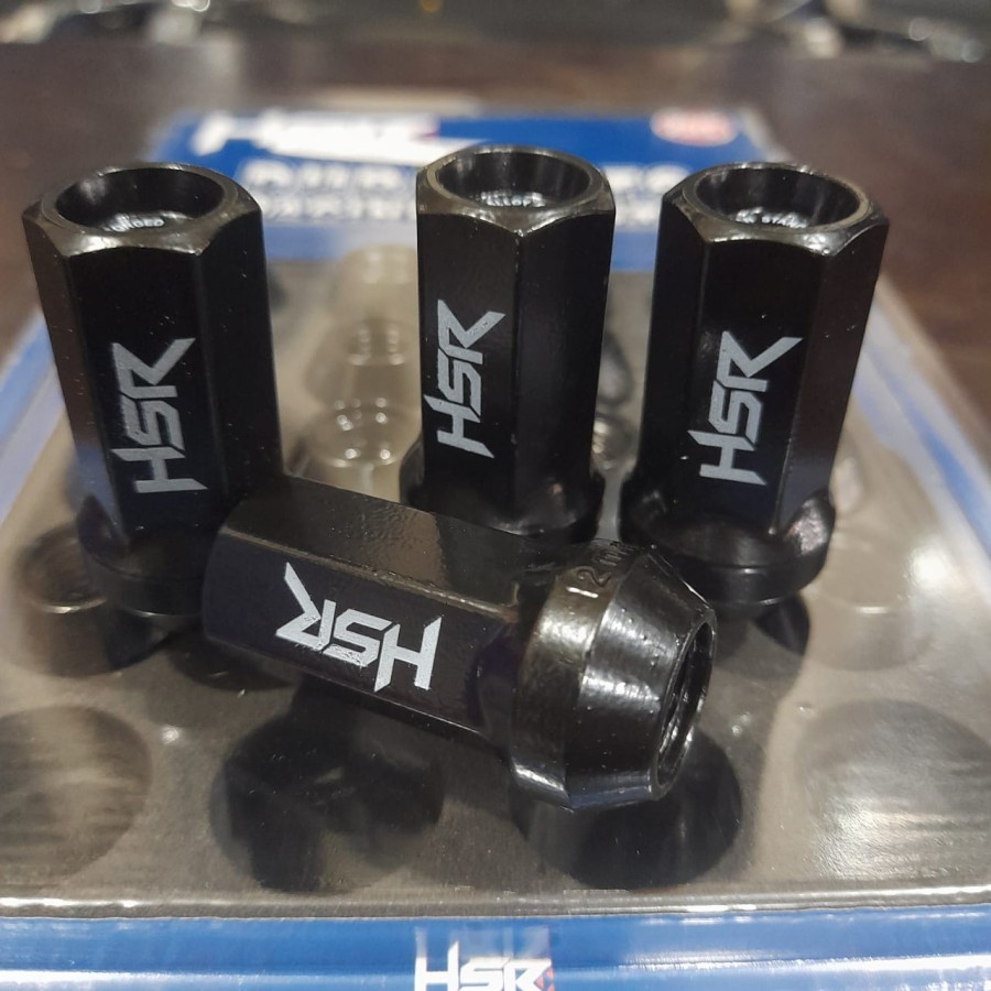 Jual Mur Roda Mobil Racing Merk HSR DURA NUT Drat 1,5 Black - Baut Roda ...