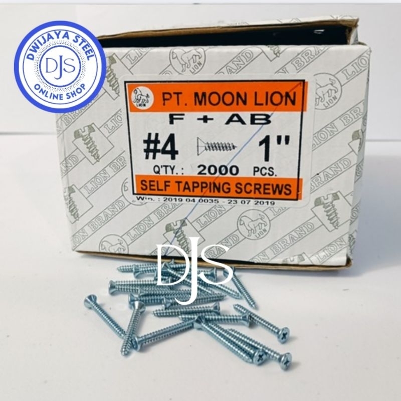 Jual 100PCS TAPING FAB (+) PUTIH SEKRUP TAPPING FH (+) MOON LION #4 1CM ...