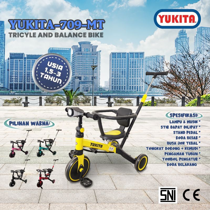Jual (FREE BUBLE WRAP) SEPEDA ANAK RODA TIGA TRYCYCLE YUKITA 709-MT NEW ...