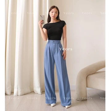 YEORS Kinan Pants Celana Kulot Polyester Anti Kusut Trousers Kantor Formal Casual Woman Formal