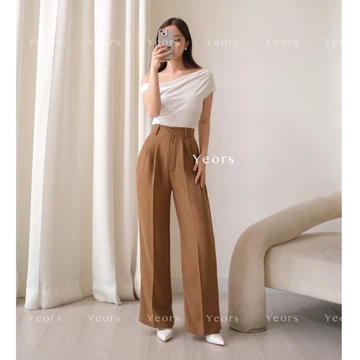 YEORS Kinan Pants Celana Kulot Polyester Anti Kusut Trousers Kantor Formal Casual Woman Formal