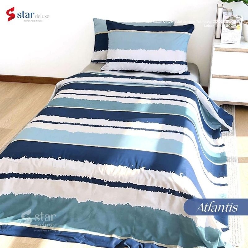 Jual SPREI KATIN CVC STAR TERBARU SPREI ANTI GESER ATLANTIS BIRU ...
