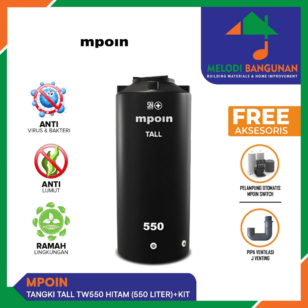 Jual Mpoin - Tangki + Tandon + Toren Air + Water Tank TW550 TW 550 Tall ...