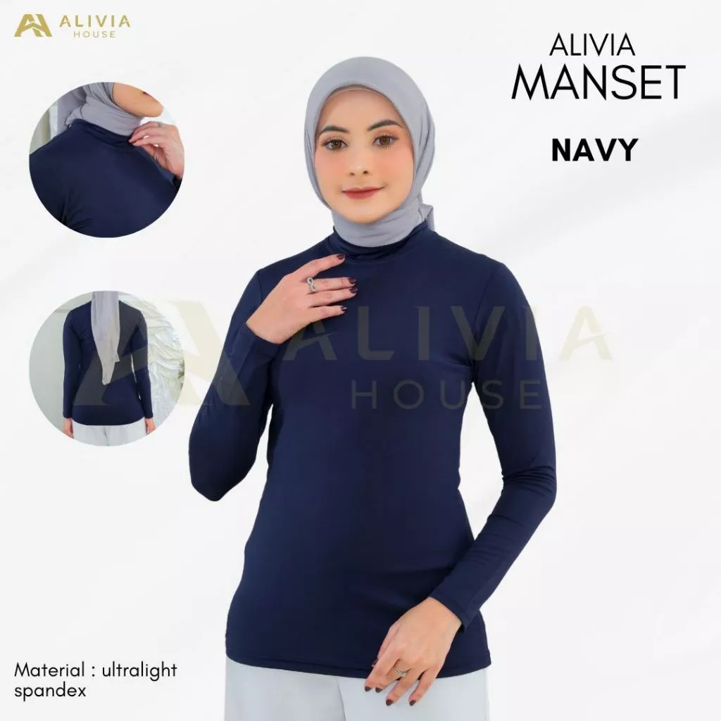Alivia House Manset Olahraga Wanita Polos Spandex Tangan Panjang Daleman Hijab Muslima