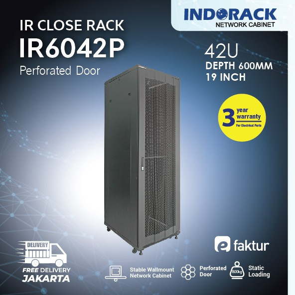 Jual Rack Server INDORACK Perforated Door Close Rak 42U Depth 600mm ...