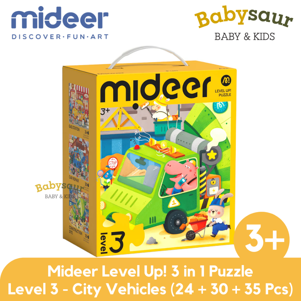 Jual Mideer Level Up! 3 in 1 Puzzle Level 3 City Vehicles New Packaging ...