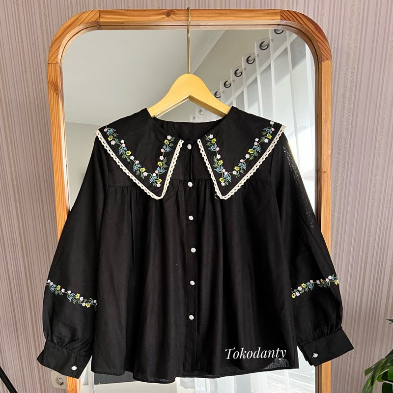 Atasan Kemeja Linen Bordir Lengan Panjang - Lumina