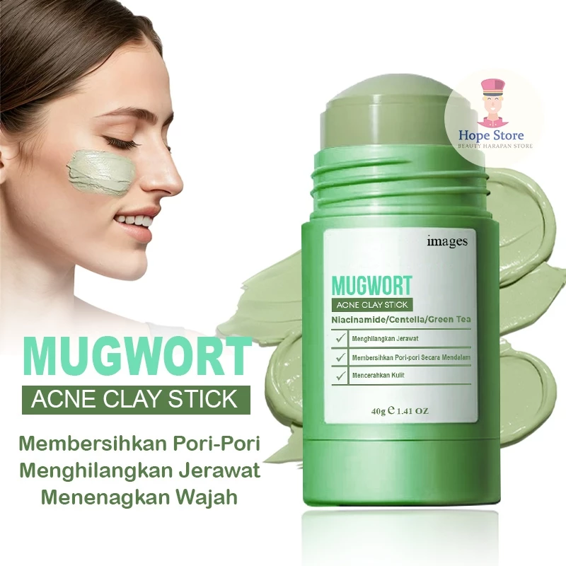Images Clay Stick Mugwort Acne 40g / Masker Wajah Menenangkan dan Menghilangkan Jerawat dan Bekasnya | AutoStock