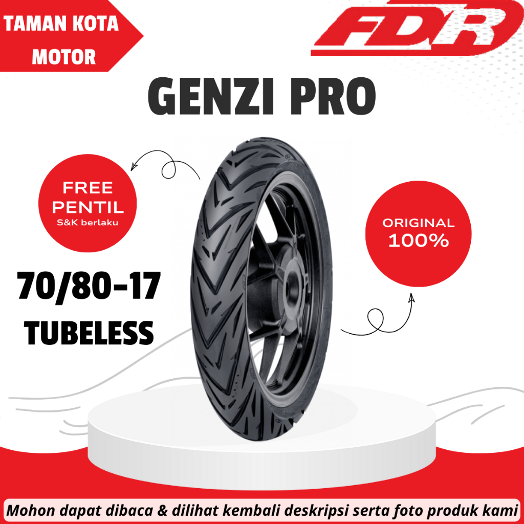 Jual BAN MOTOR BEBEK FDR Genzi Pro 70/80-17 Tubeless (TL) ORIGINAL ...