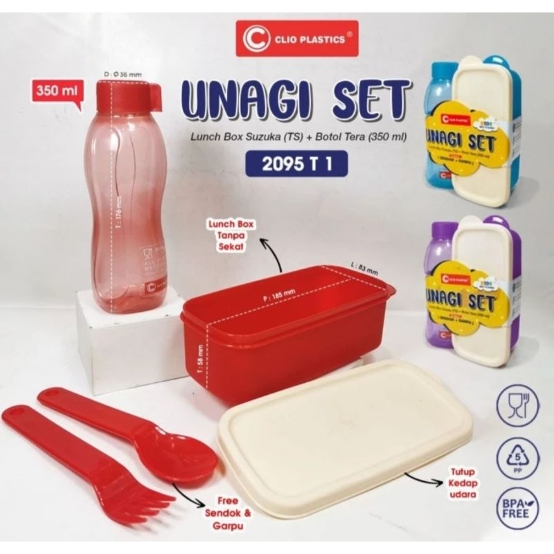 Jual tempat makan set botol unangi lunch box wadah bekal | Shopee Indonesia