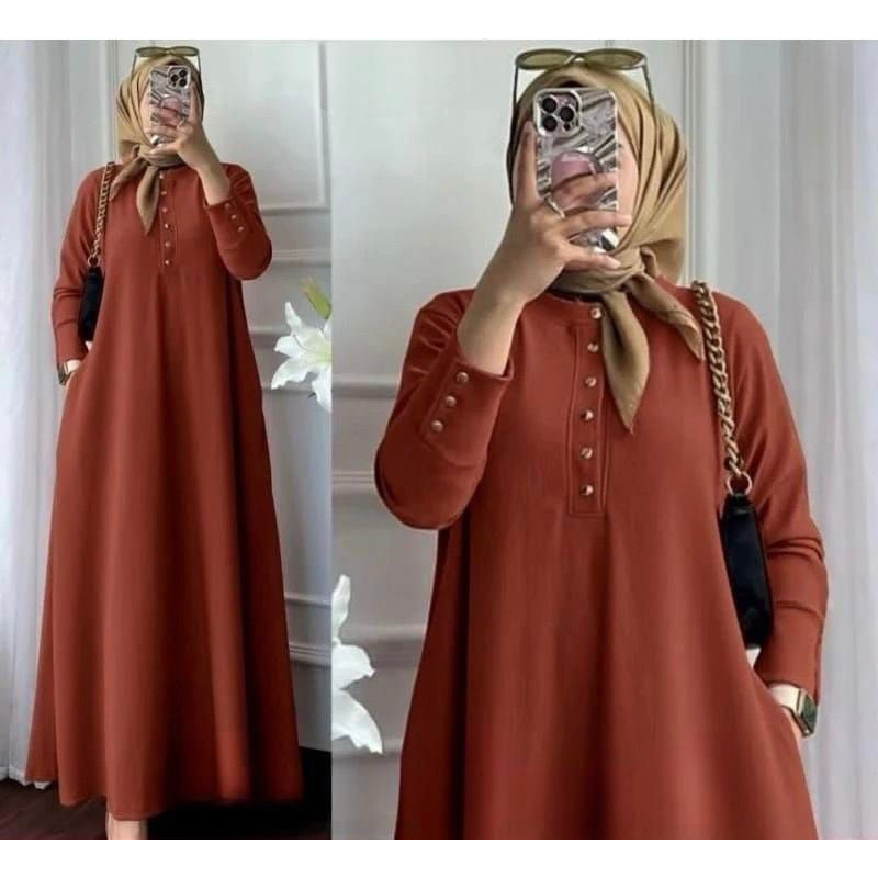 Jual Hamima Dress Matt Knit Premium Dress Trendy Kasual Perempuan ...