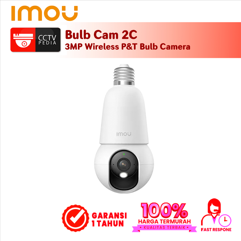 Jual Imou Bulb Cam 2C 3MP Easy Installation Panoramic Pan & Tilt Camera ...