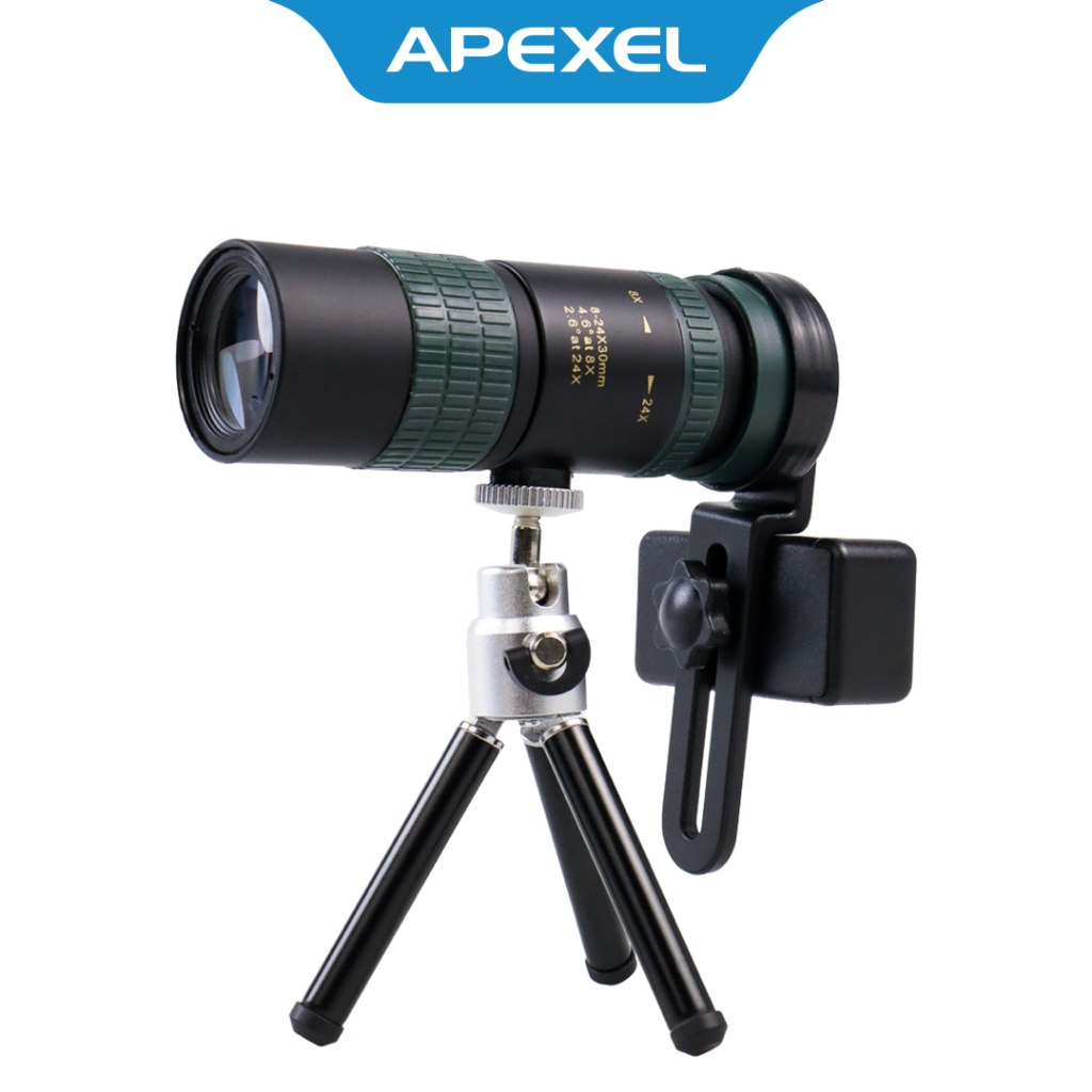 Jual APEXEL Lensa Kamera Smartphone Telephoto Zoom HD 8-24X30 Monocular ...