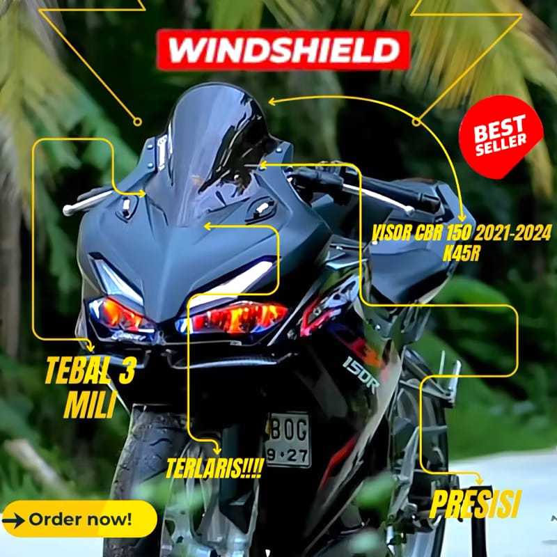 Jual VISOR WINDSHIELD HONDA CBR 150R NEW K45R 2021 2022 2023 2024