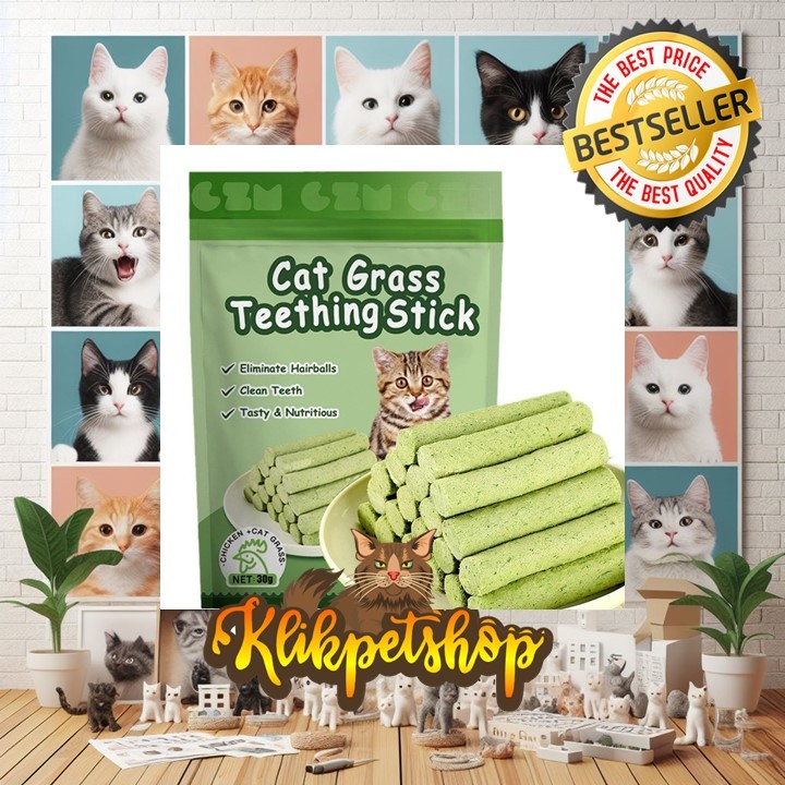 Jual Cat Grass Teething Stick Snack Rumput Kucing 30 Gram vitamin ...