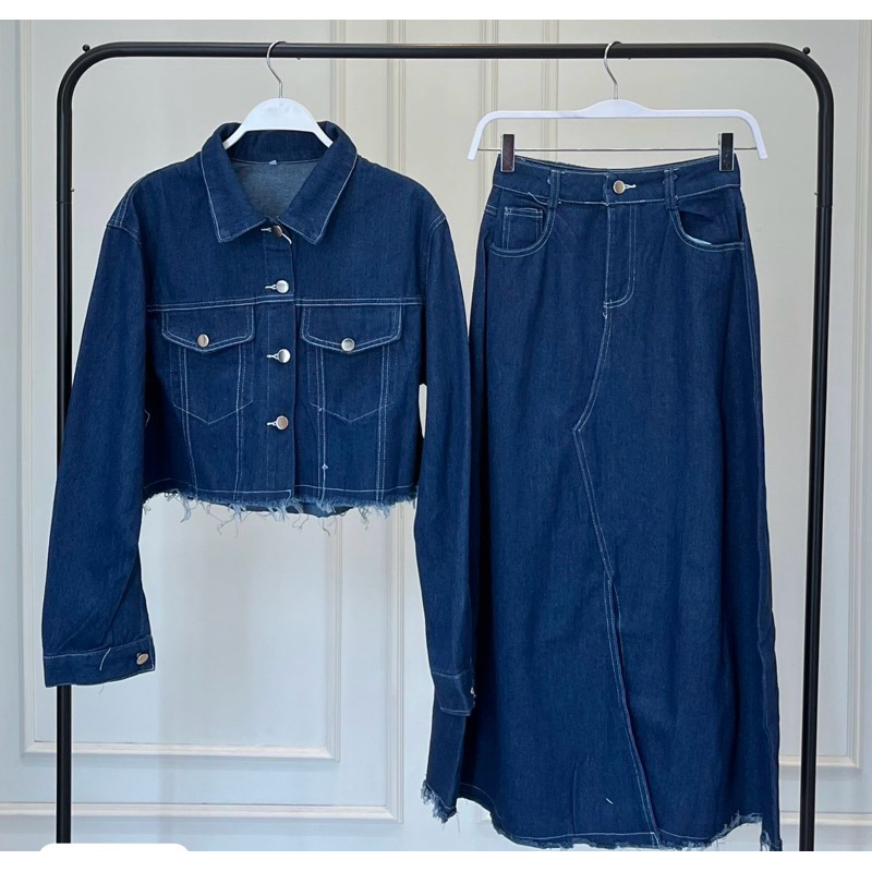 Jual One Set Jeans (Jaket , Rok Jeans) | Shopee Indonesia