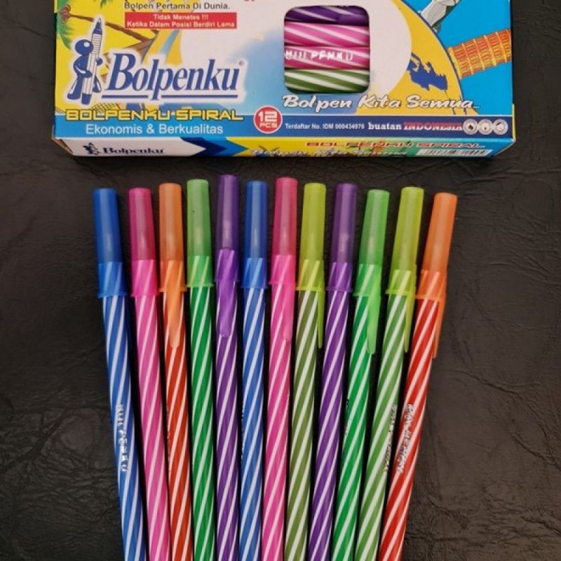Jual Bolpenku spiral warna warni bulpen murah (12pcs / 1pack) high ...