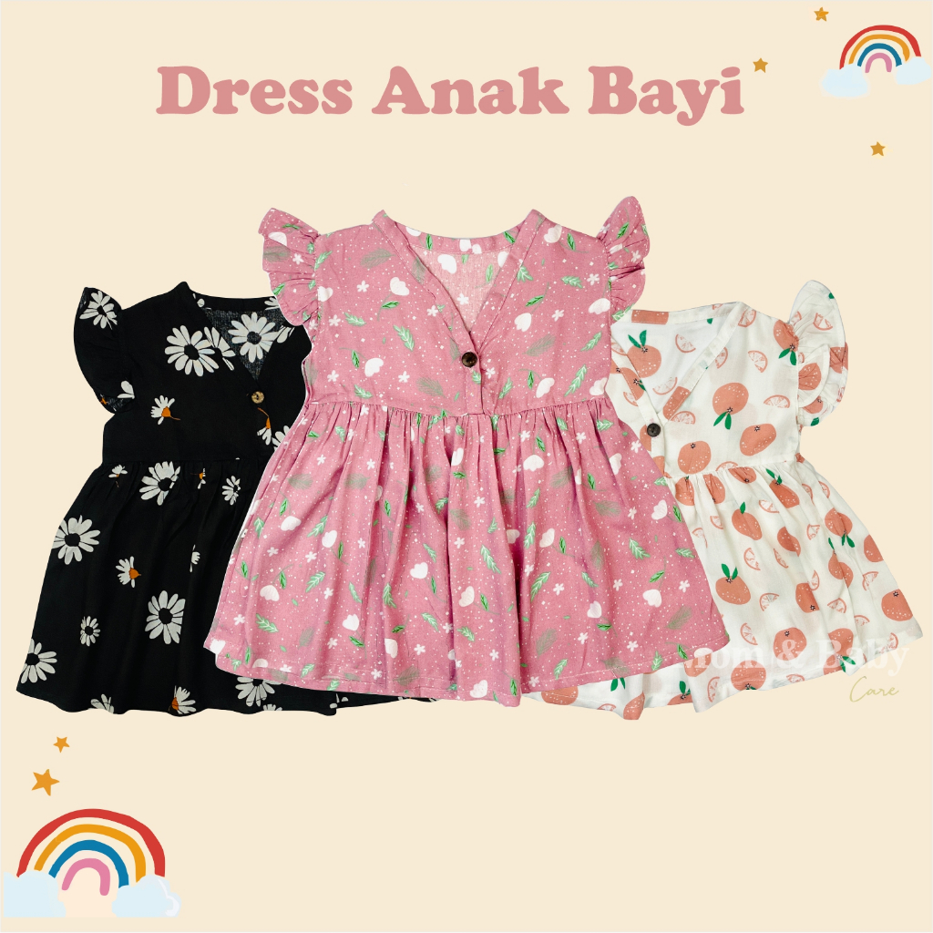 Jual Dress Bayi Perempuan Usia 0 - 18 Bulan Bahan Rayon Premium Viscose