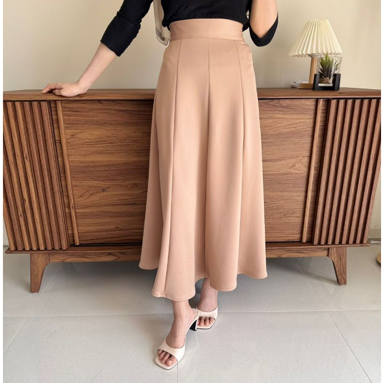 Haruka Skirt - Korean Loose Maxi Skirt Rok Wanita Anti Kusut foto 3
