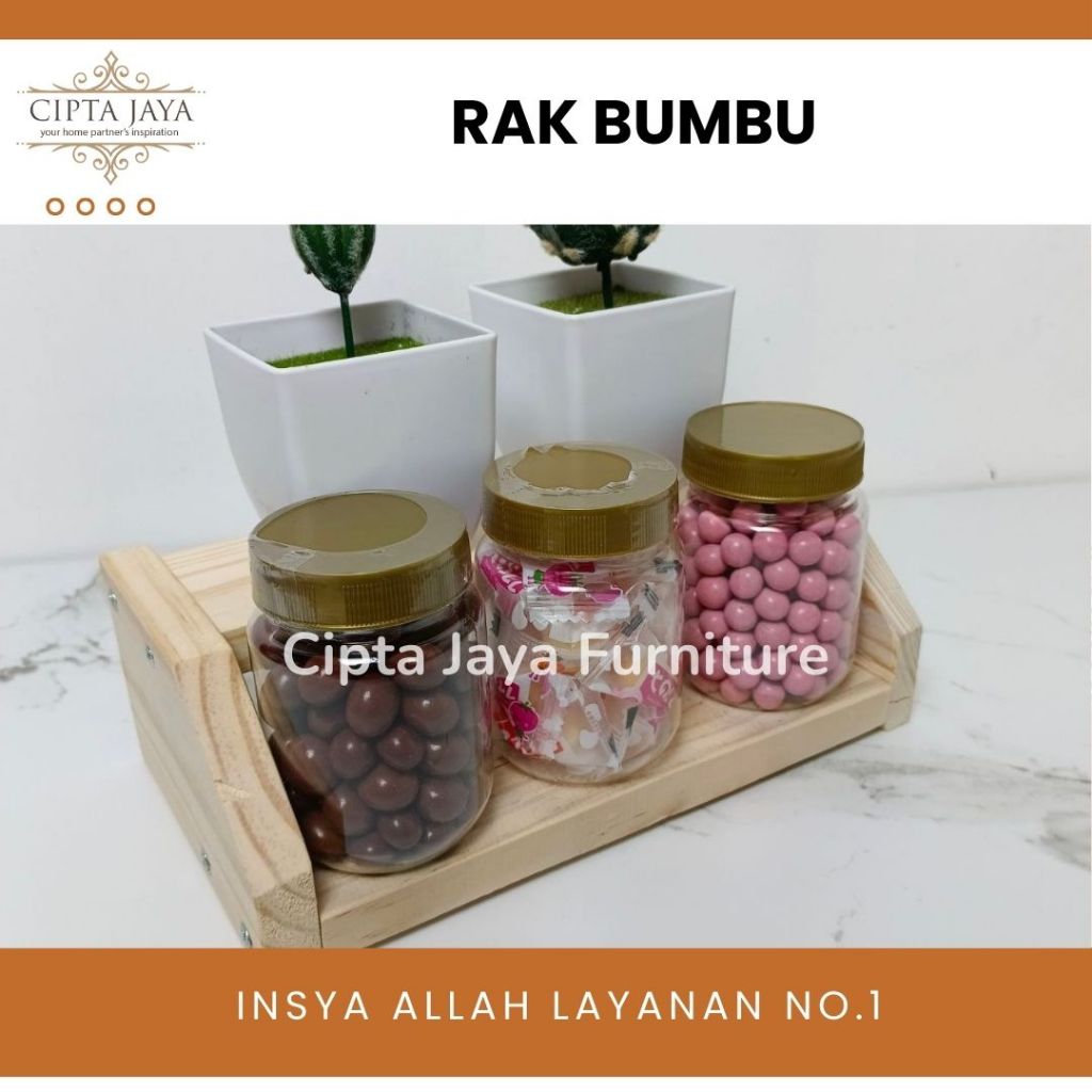 Jual Cipta Jaya - Tempat Bumbu Rak Kayu Jati Wood Storage Bumbu Makeup ...